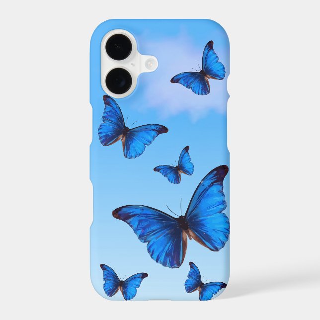 Blue Morpho Butterflies Flying in Sky iPhone Case (Back)