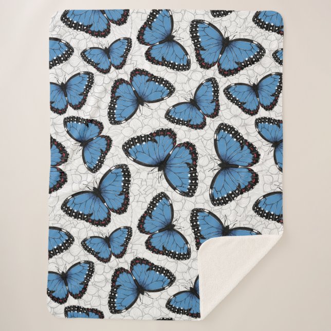 Blue morpho butterflies sherpa blanket (Front)
