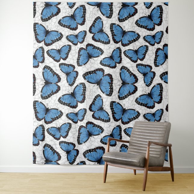 Blue morpho butterflies tapestry (In Situ)