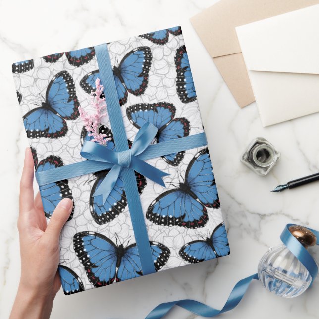 Blue morpho butterflies wrapping paper (Gifting)