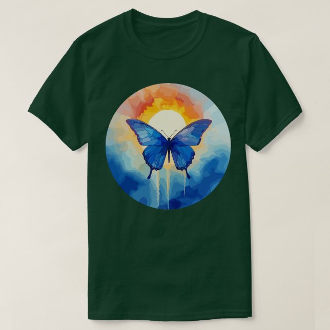 Blue Morpho Butterfly 28 T-Shirt (Design Front)