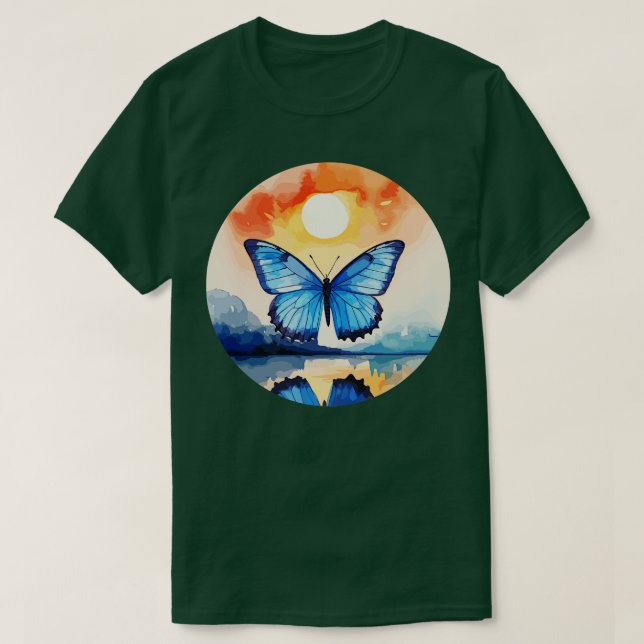 Blue Morpho Butterfly 29 T-Shirt (Design Front)