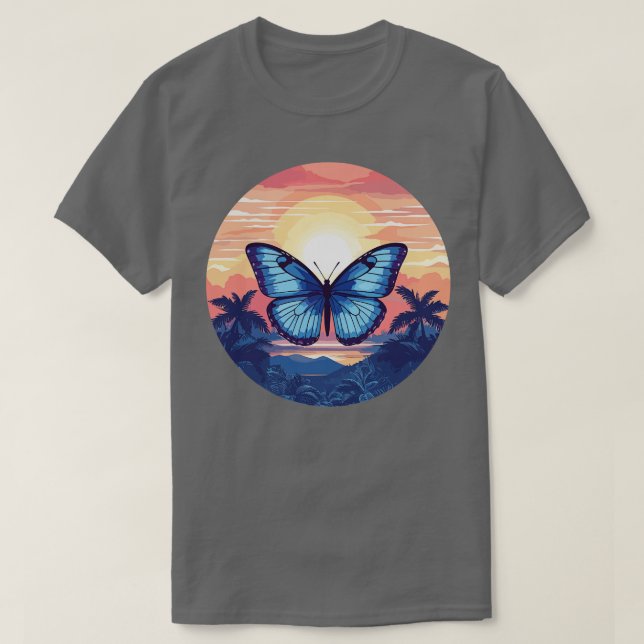 Blue Morpho Butterfly 2 T-Shirt (Design Front)