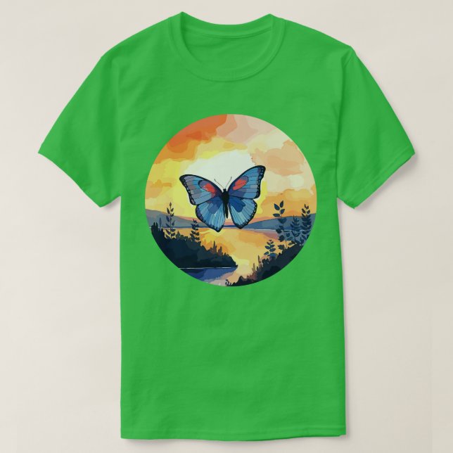 Blue Morpho Butterfly 34 T-Shirt (Design Front)