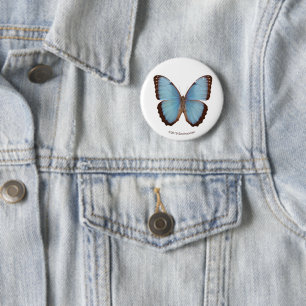 Blue Morpho Butterfly 6 Cm Round Badge