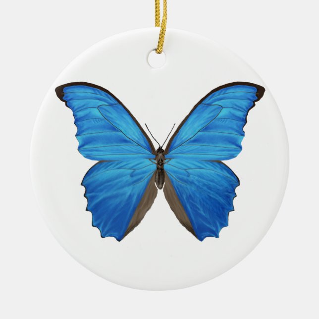 Blue Morpho Butterfly Ceramic Tree Decoration (Front)