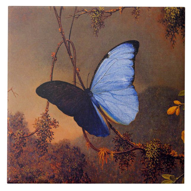 Blue Morpho Butterfly, fine art, Tile (Front)
