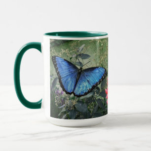 Blue Morpho Butterfly Floral Nature Art Mug