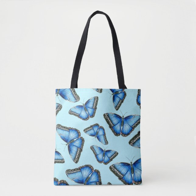 Blue Morpho Butterfly Illustration Tote Bag (Front)