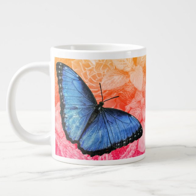 Blue Morpho Butterfly  Large Coffee Mug (Left)