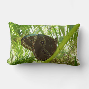 Blue Morpho Butterfly Nature Photography Lumbar Cushion