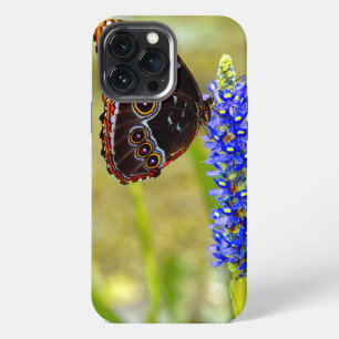 Blue morpho butterfly on a marsh orchid iPhone 13 pro max case