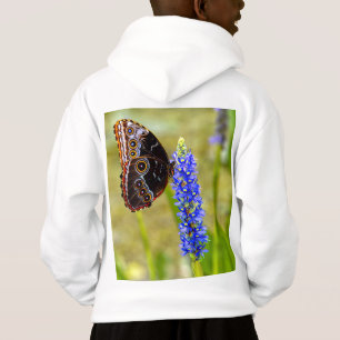 Blue morpho butterfly on a marsh orchid T-Shirt