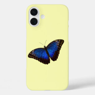 Blue Morpho Butterfly on Canary iPhone 16 Plus Case