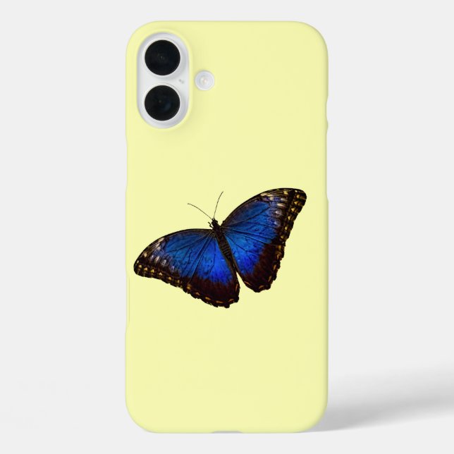 Blue Morpho Butterfly on Canary Case-Mate iPhone Case (Back)