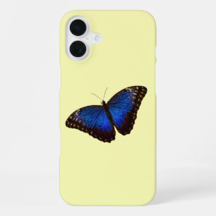 Blue Morpho Butterfly on Canary iPhone 16 Plus Case