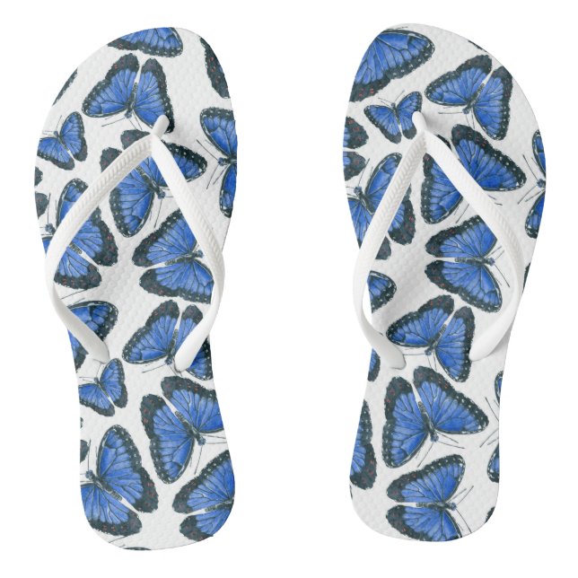Blue morpho butterfly pattern design jandals (Footbed)