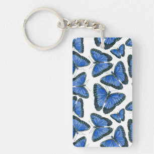 Blue morpho butterfly pattern design key ring