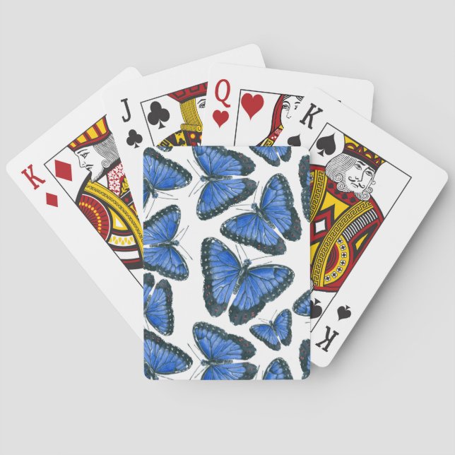 Blue morpho butterfly pattern design playing cards (Back)