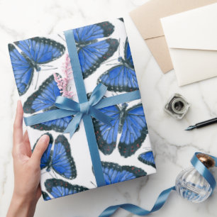 Blue morpho butterfly pattern design wrapping pape wrapping paper