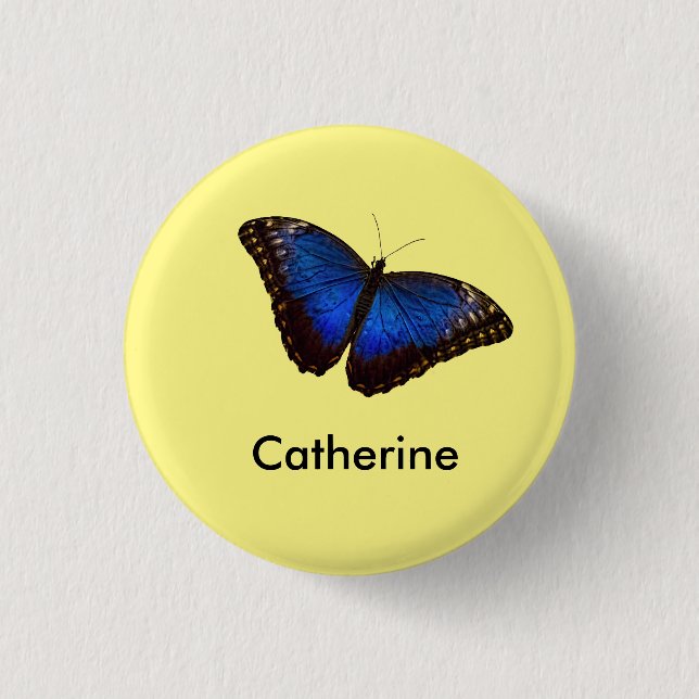 Blue Morpho Butterfly personalised 3 Cm Round Badge (Front)