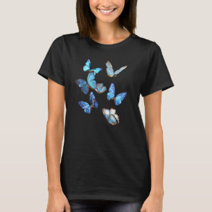 Blue Morpho Butterfly Swarm Lepidoptera Entomology T-Shirt