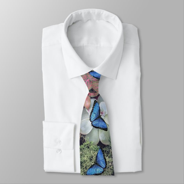 Blue Morpho Butterfly  Tie (Tied)