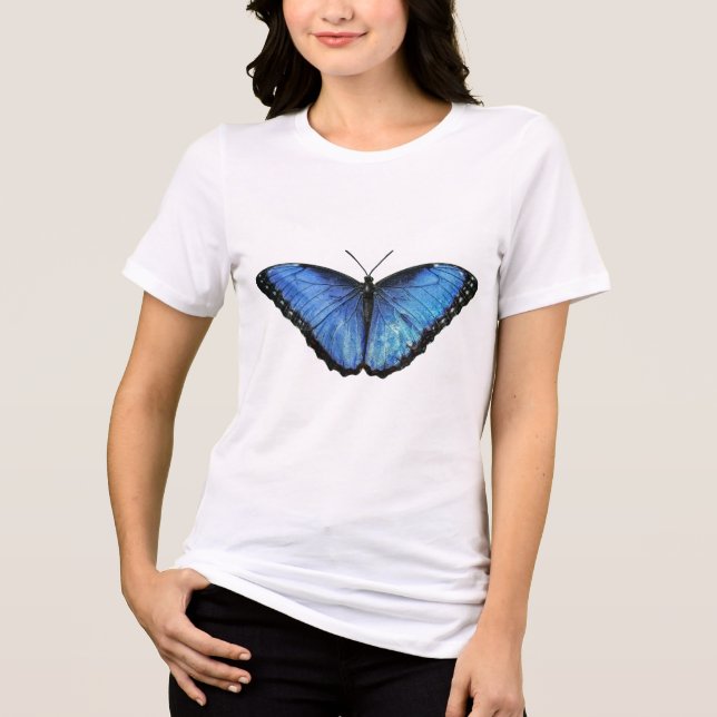 Blue Morpho Butterfly  Tri-Blend Shirt (Front)