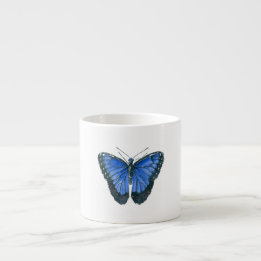 Blue Morpho butterfly watercolor painting Espresso Cup