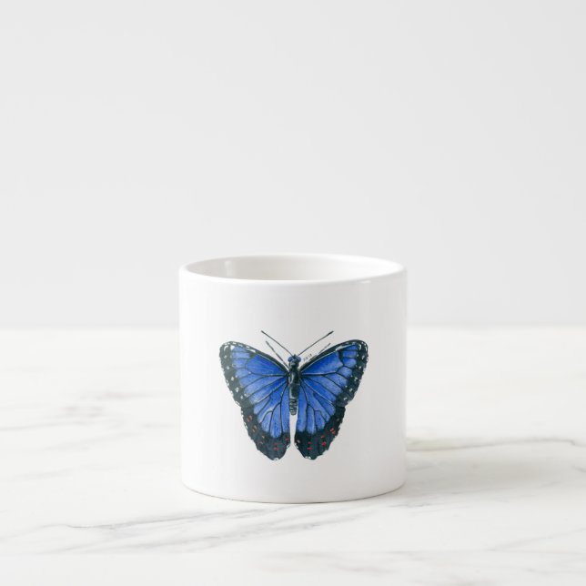 Blue Morpho butterfly watercolor painting Espresso Cup