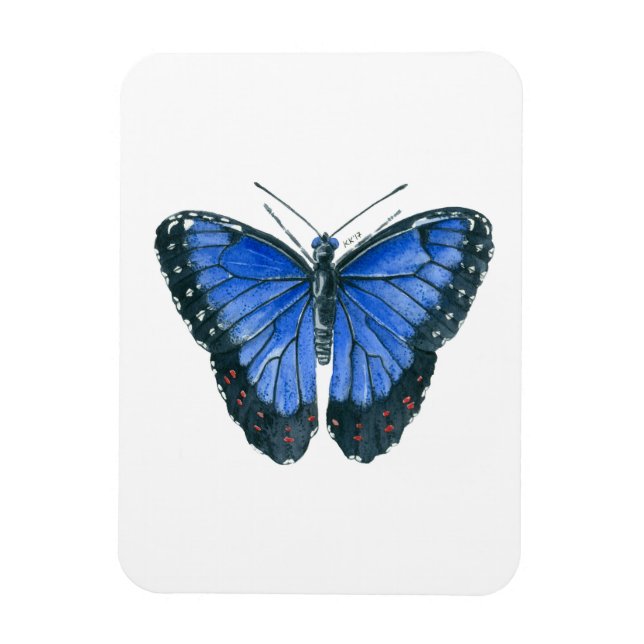 Blue Morpho butterfly watercolor painting Magnet (Vertical)