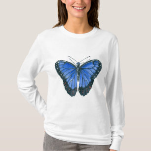 Blue Morpho butterfly watercolor painting T-Shirt