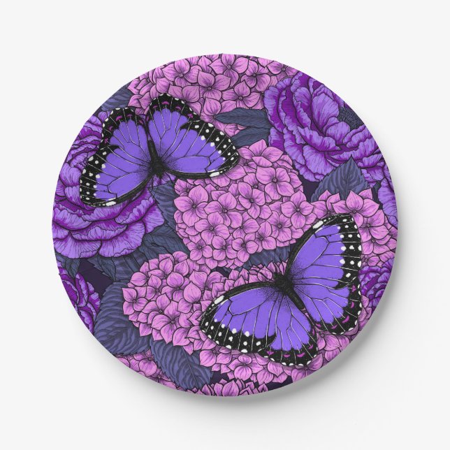 Blue morpho garden 2 paper plate (Front)