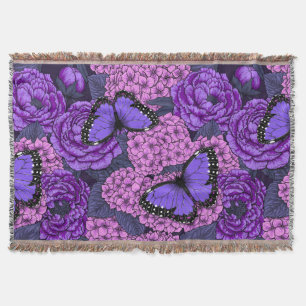 Blue morpho garden 2 throw blanket