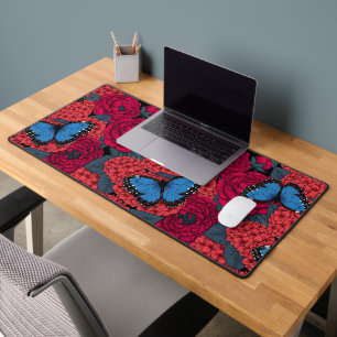 Blue morpho garden desk mat