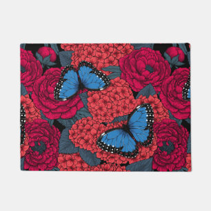 Blue morpho garden doormat