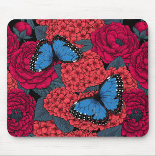 Blue morpho garden mouse pad