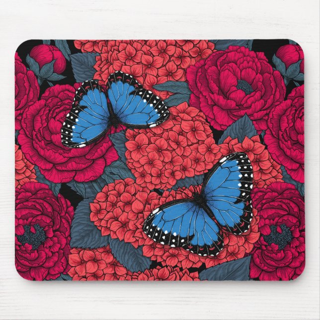 Blue morpho garden mouse pad (Front)