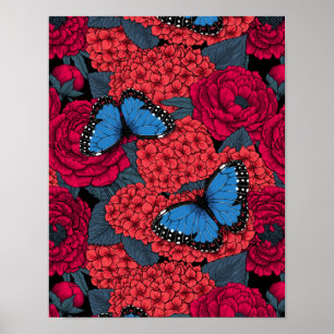 Blue morpho garden poster
