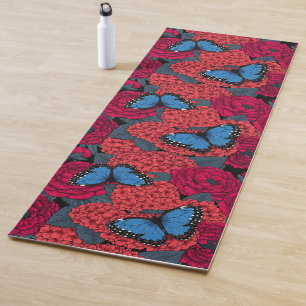 Blue morpho garden yoga mat