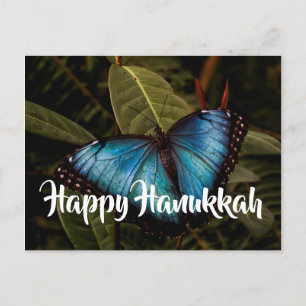 Blue Morpho, Happy Hanukkah Holiday Postcard