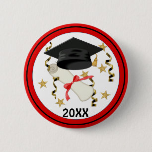 Blue Mortar and Diploma Graduation 6 Cm Round Badge