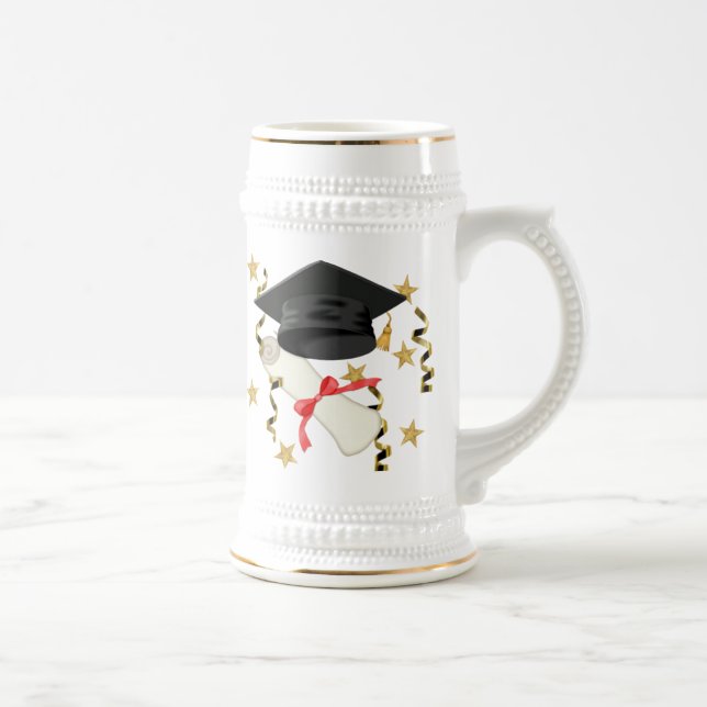Blue Mortar and Diploma Graduation Beer Stein (Right)