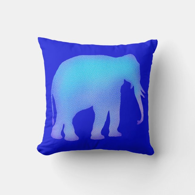 Blue Mosaic Elephant Cushion (Front)