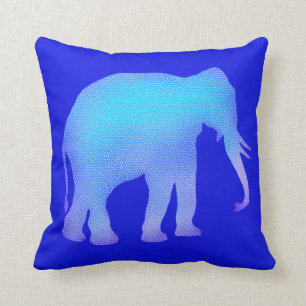Blue Mosaic Elephant Cushion
