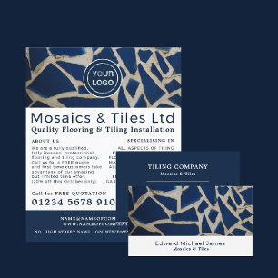 Blue Mosaic, Floorer, Tile Installer Advertising Flyer