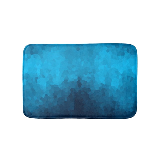 Blue Mosaic Geometric Pattern Bath Mat (Front)