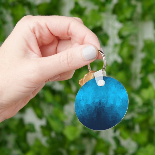 Blue Mosaic Geometric Pattern Key Ring (Hand)