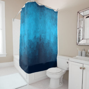 Blue Mosaic Geometric Pattern Shower Curtain