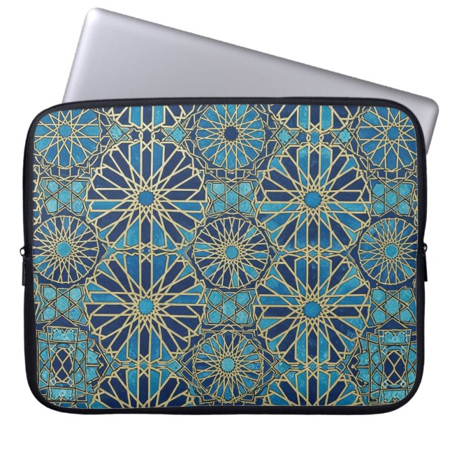 blue mosaic laptop sleeve (Front)